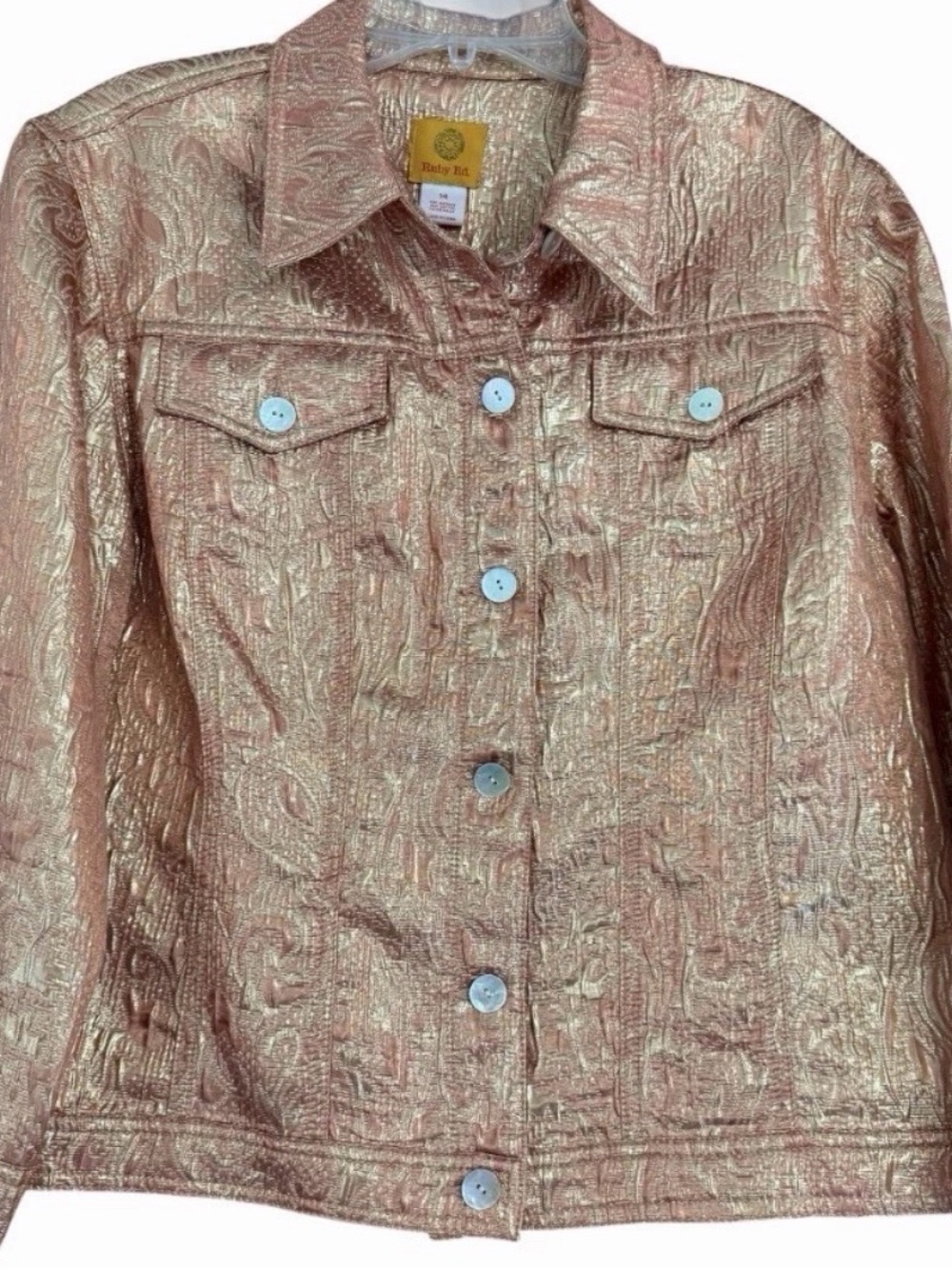 Ruby Rd. Jacket Womens 14 Copper Metallic Collared Unlined Pockets